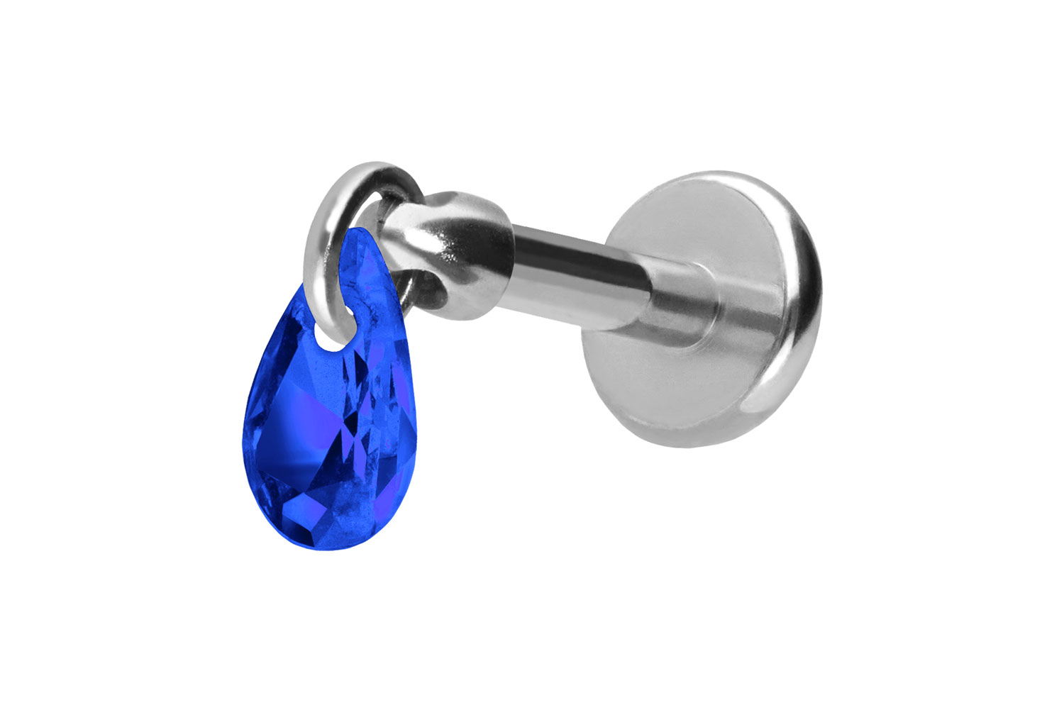 Titan Labret Piercing mit Push Fit KRISTALLTROPFEN